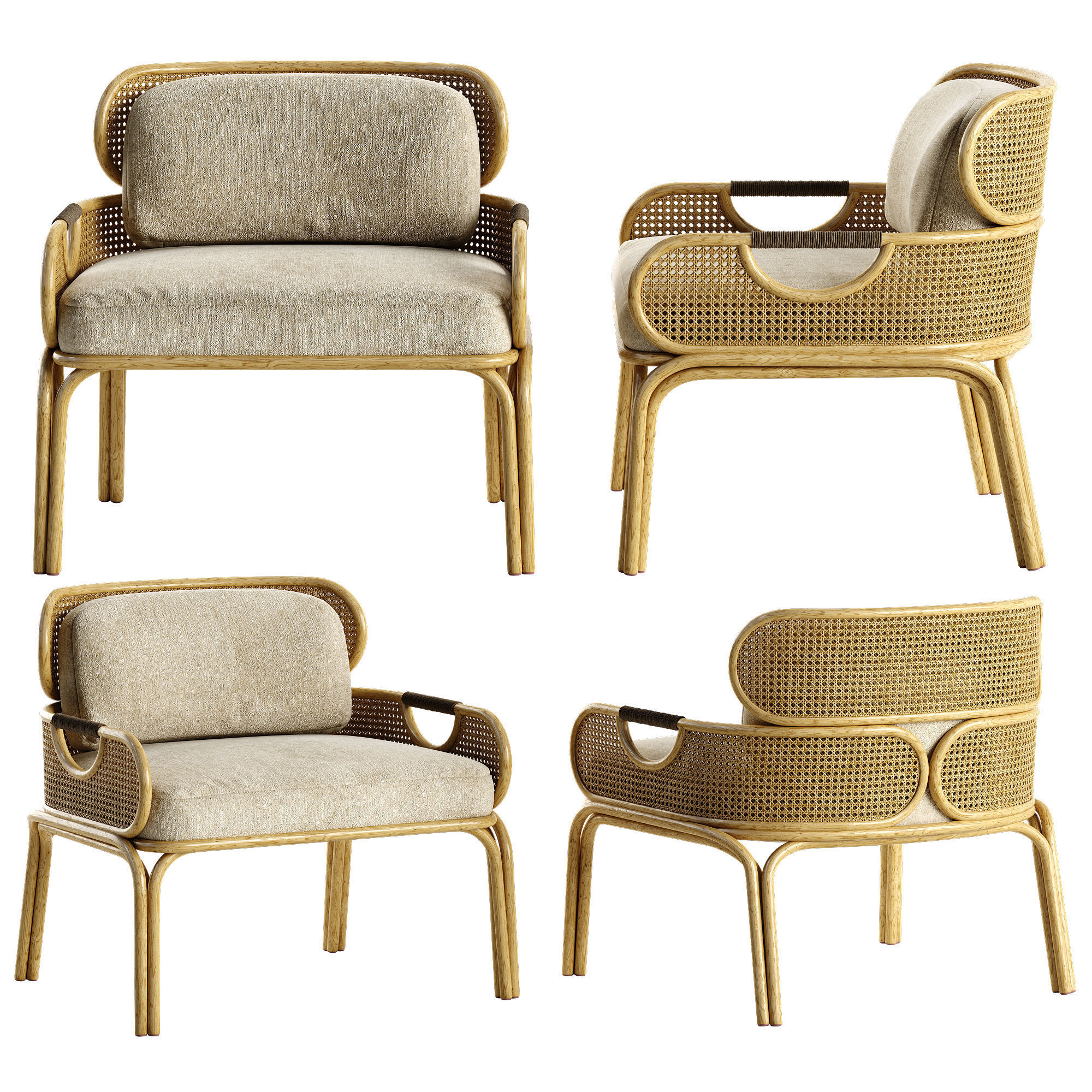 Mcguire Sunflower table Loop chair set 3D model_3