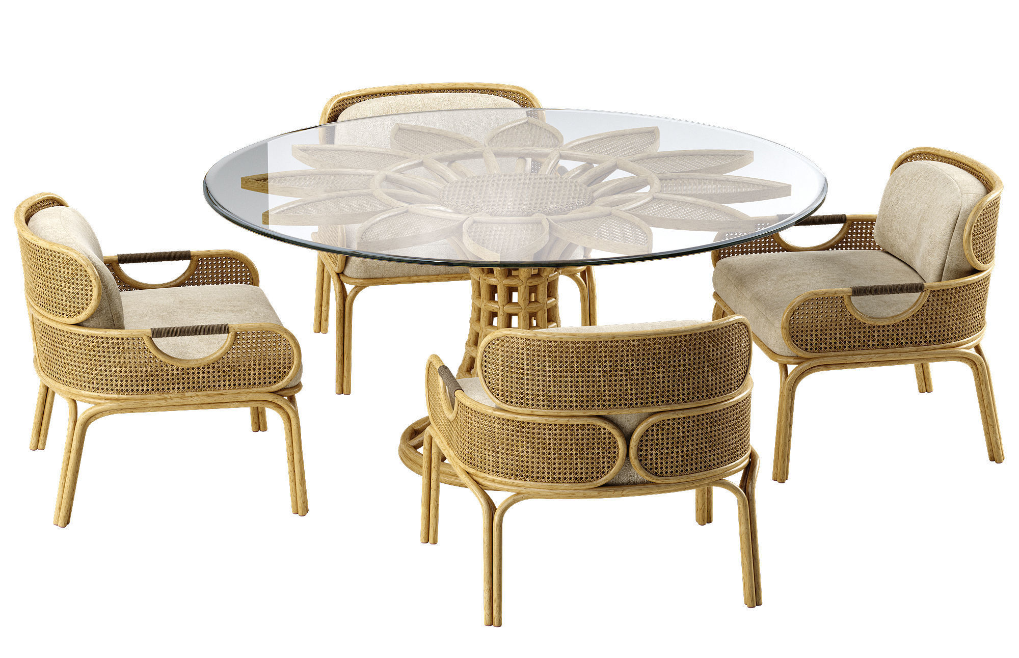 Mcguire Sunflower table Loop chair set 3D model_2