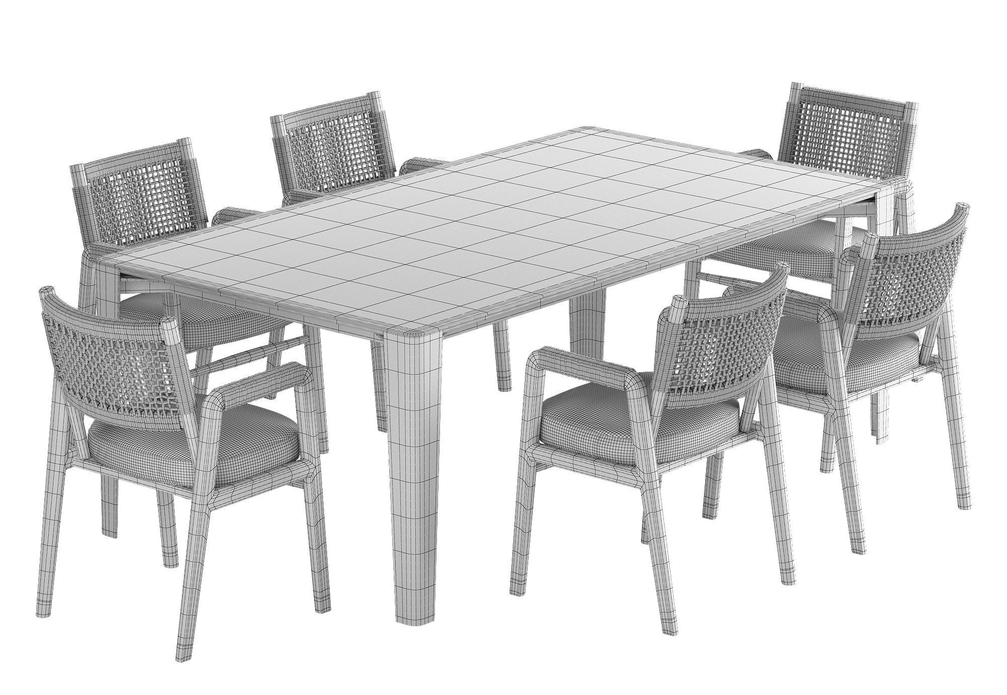 Flexform Ortigia chair Iseo table set 3D model_5