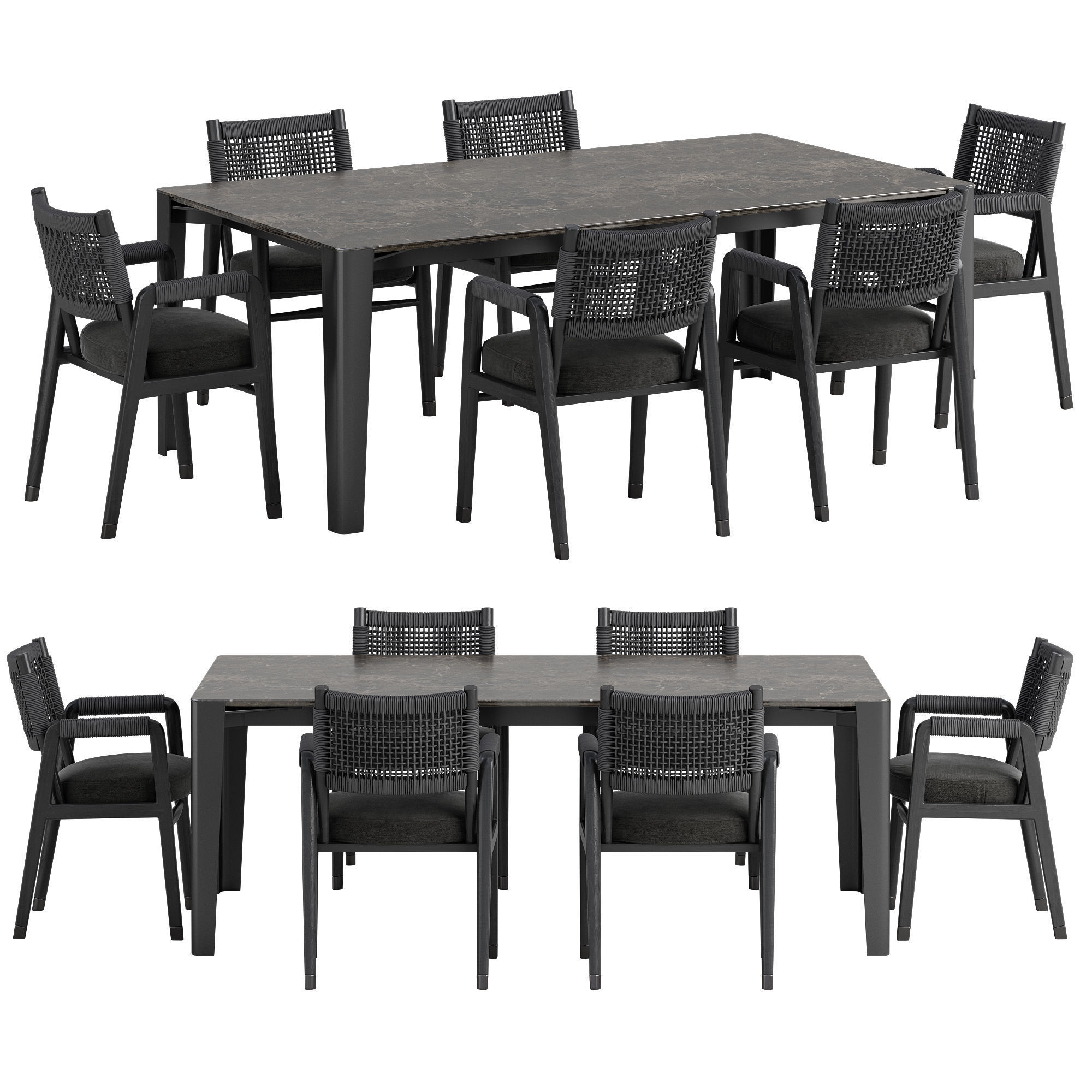 Flexform Ortigia chair Iseo table set 3D model_3