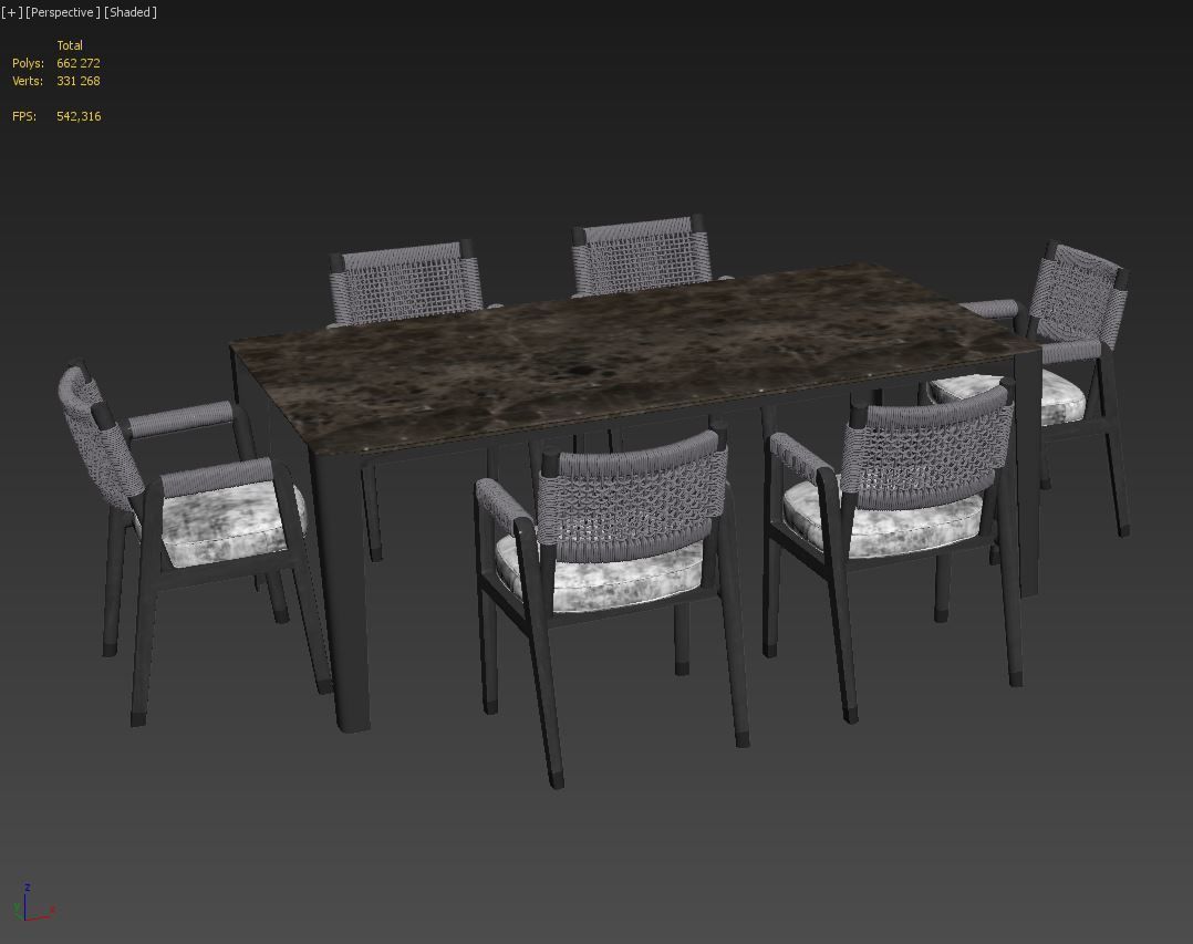 Flexform Ortigia chair Iseo table set 3D model_7