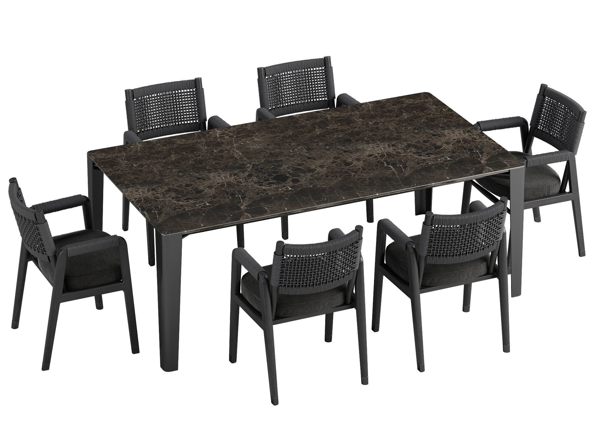 Flexform Ortigia chair Iseo table set 3D model_4