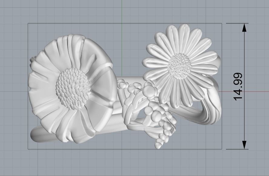 Field flowers bouquet ring 3D print model 3D print model_2