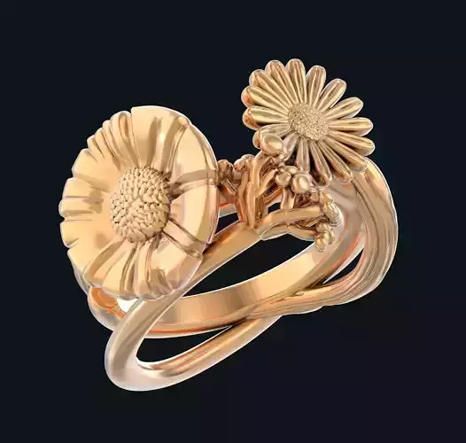 Field flowers bouquet ring 3D print model