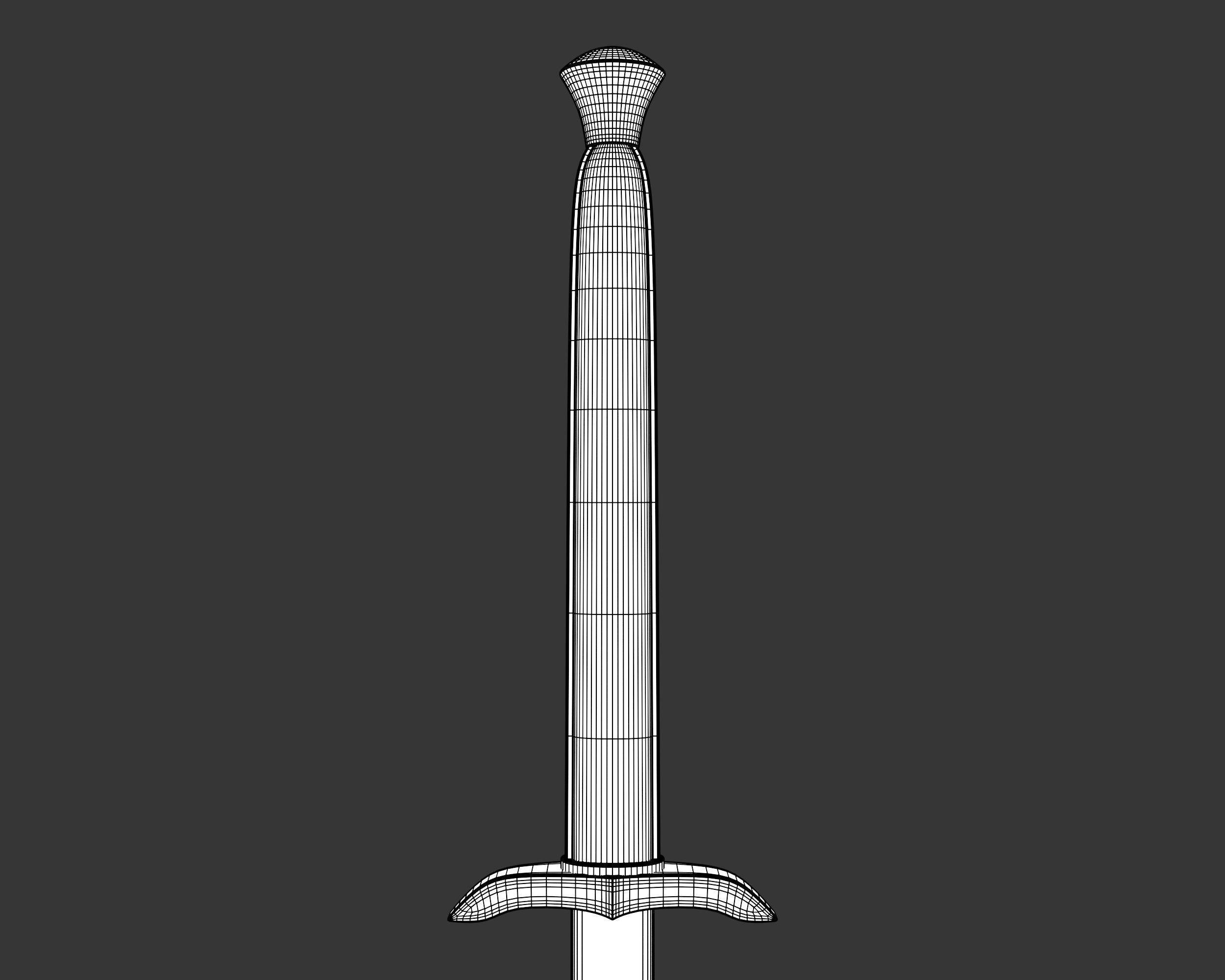 Medieval Elegant Weapon Warhammer Low-poly 3D model_14