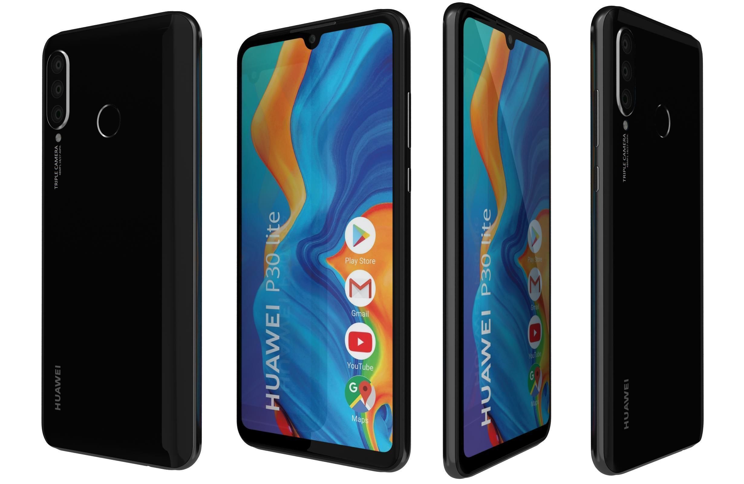 Huawei P30 Lite Midnight Black 3D model_1