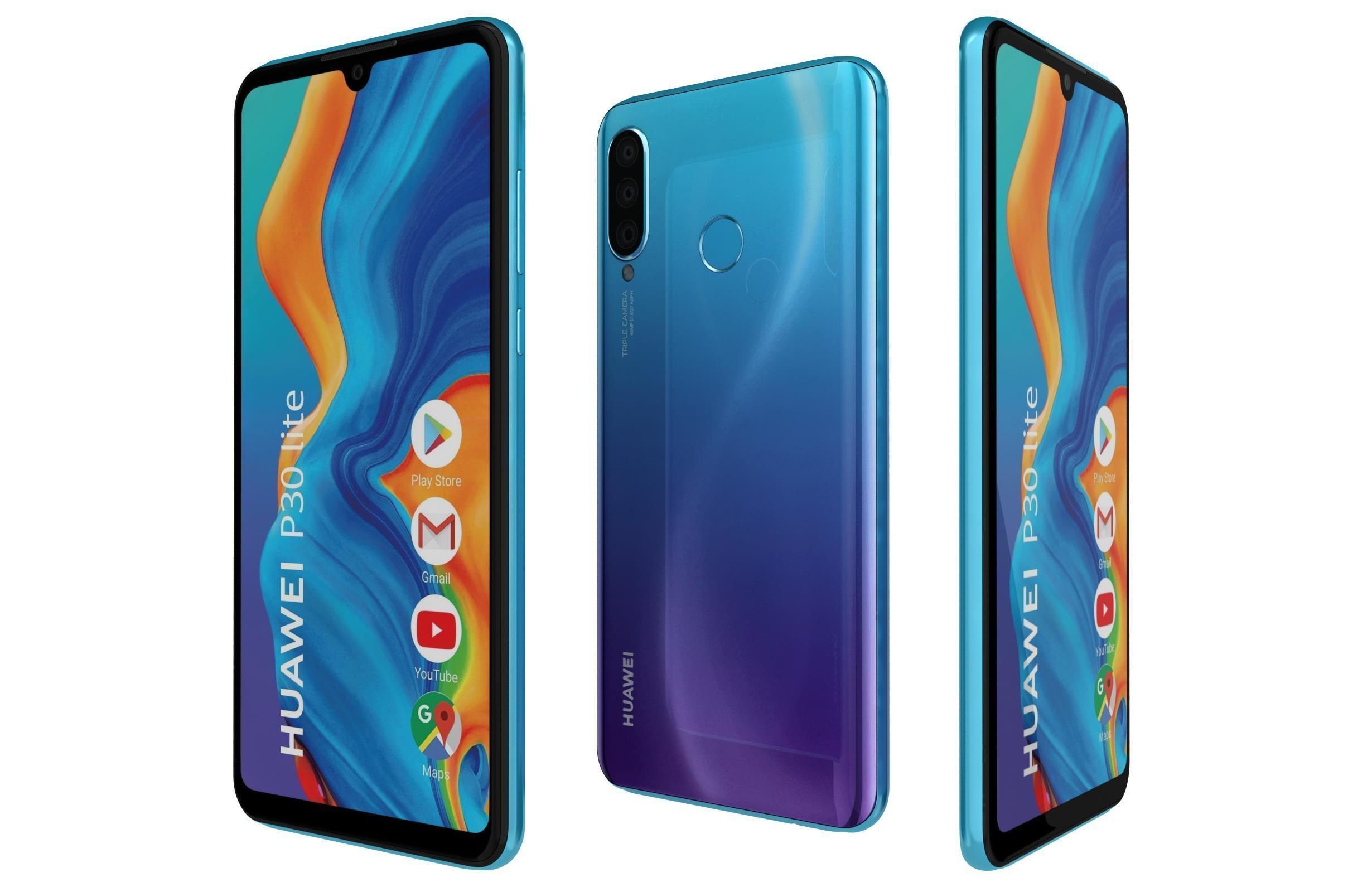Huawei P30 Lite Peacock Blue 3D model_1