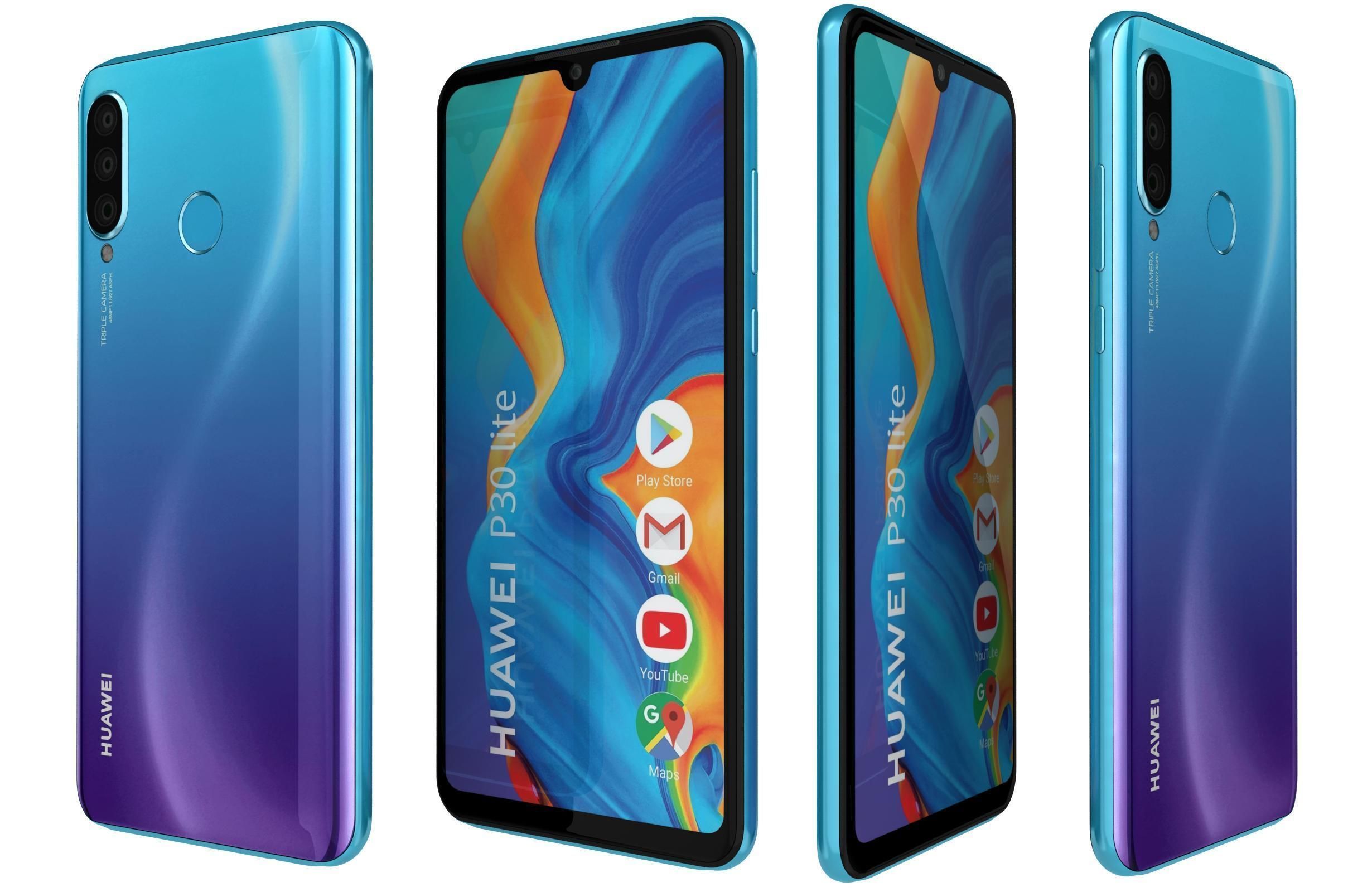 Huawei P30 Lite Peacock Blue 3D model_2