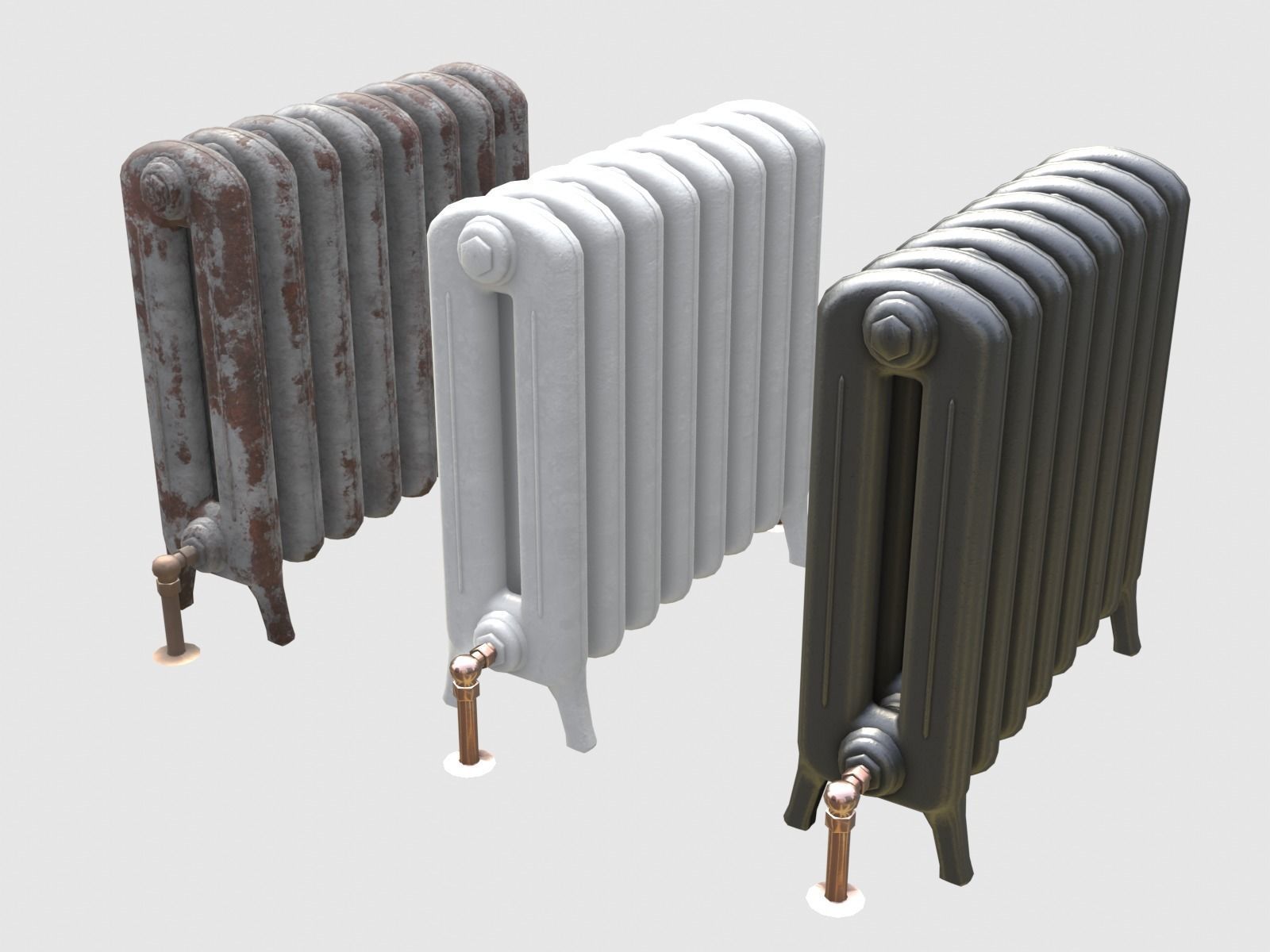 Game-ready radiator- 3 different materials 3D Model Collection_4