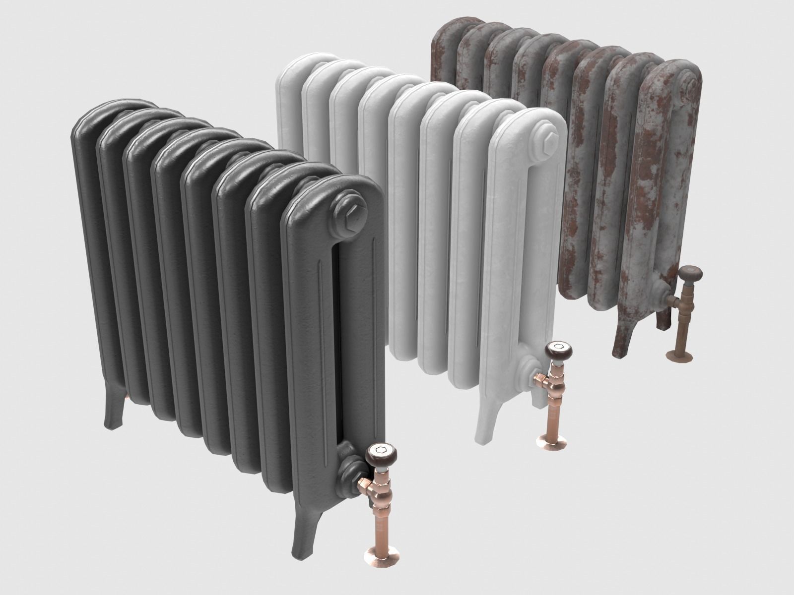 Game-ready radiator- 3 different materials 3D Model Collection_7
