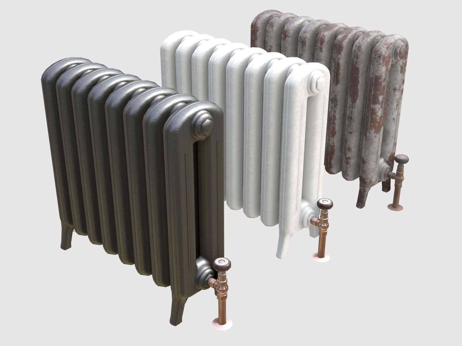 Game-ready radiator- 3 different materials 3D Model Collection_5