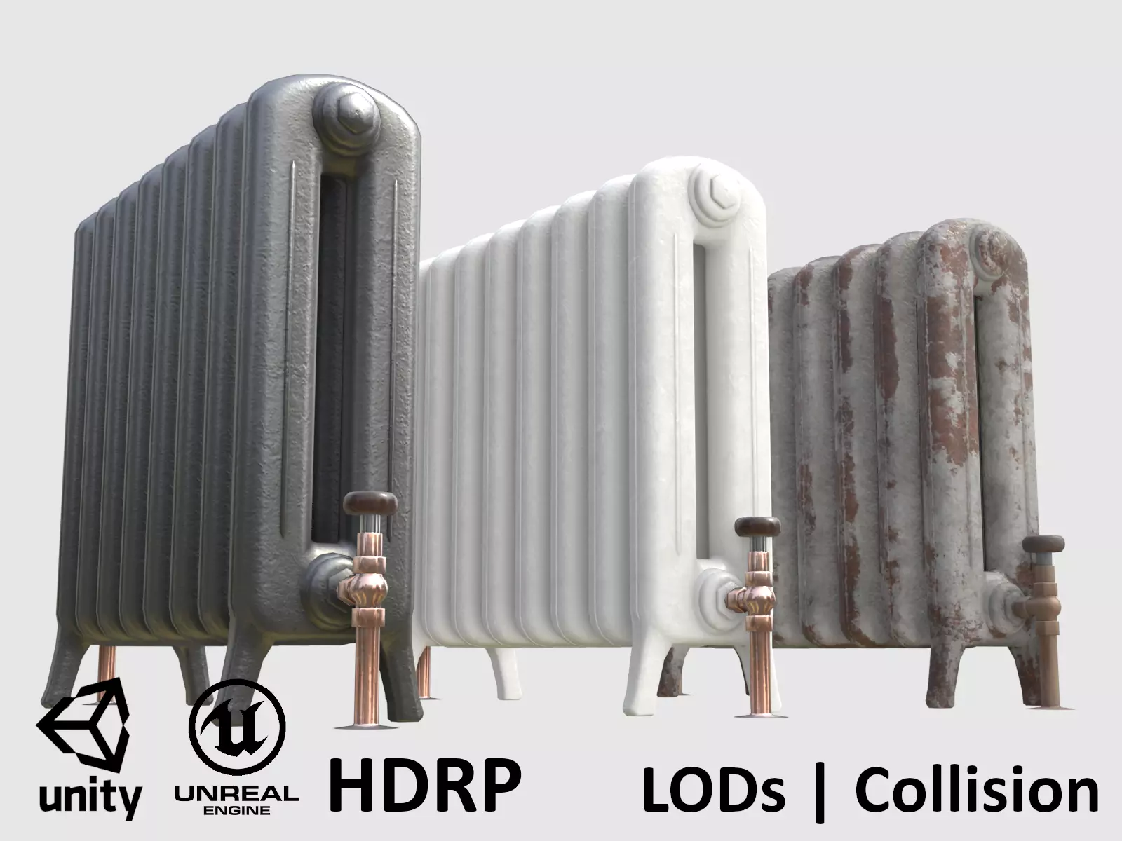 Game-ready radiator- 3 different materials 3D Model Collection_0
