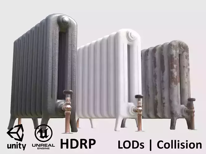 Game-ready radiator- 3 different materials 3D Model Collection