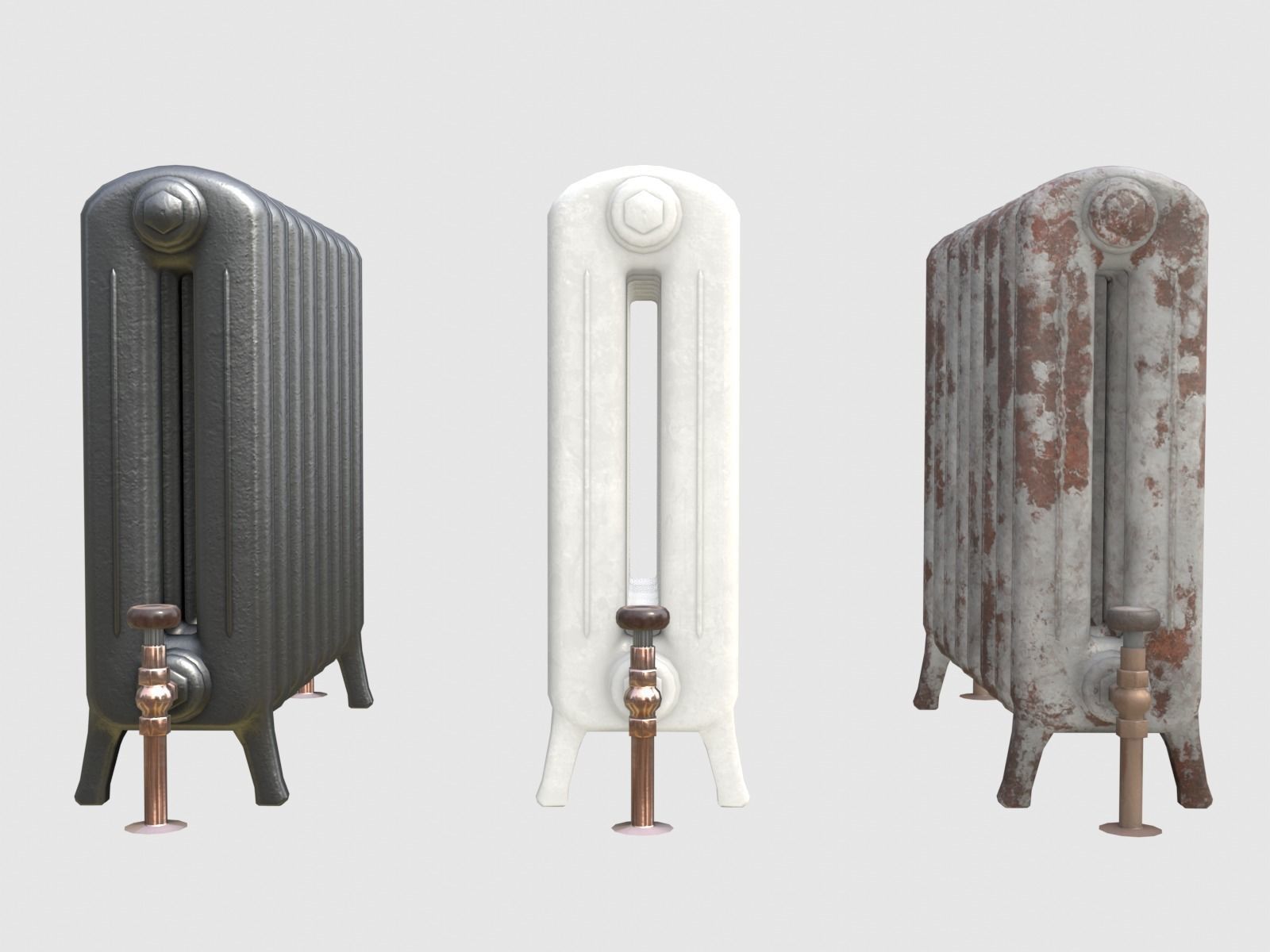 Game-ready radiator- 3 different materials 3D Model Collection_3