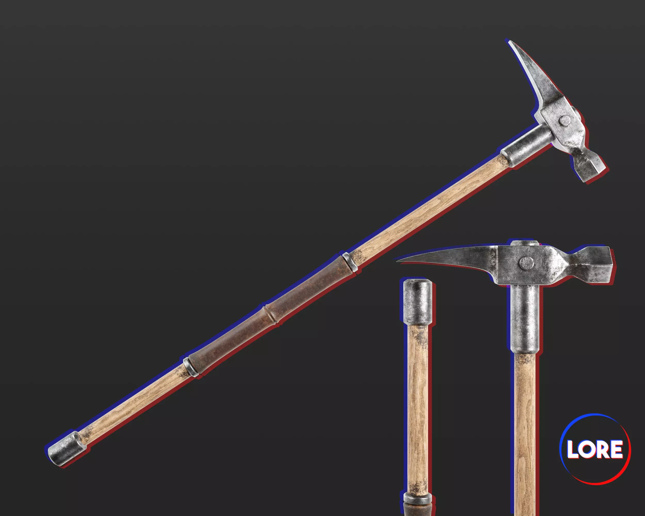 Medieval Knightly Weapon Warhammer Low-poly 3D model_0