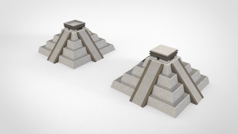 Aztec pyramid pot 3D print model_1