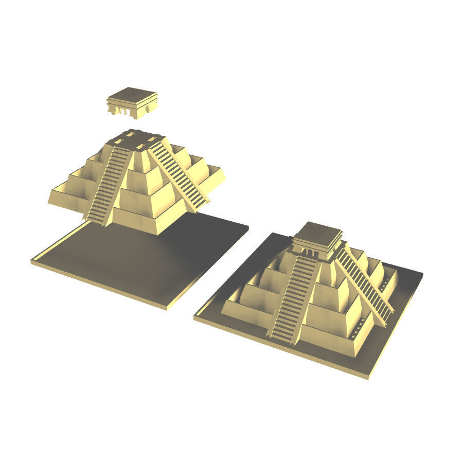 Aztec pyramid pot 3D print model_3