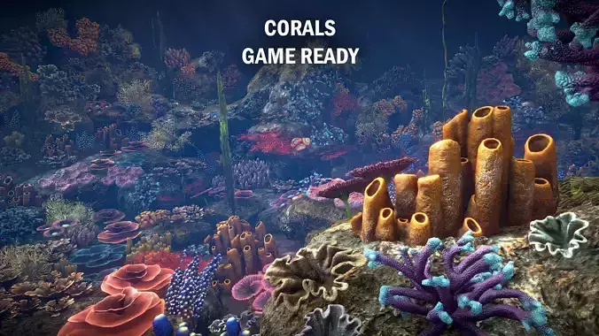Corals game ready Low-poly 3D model