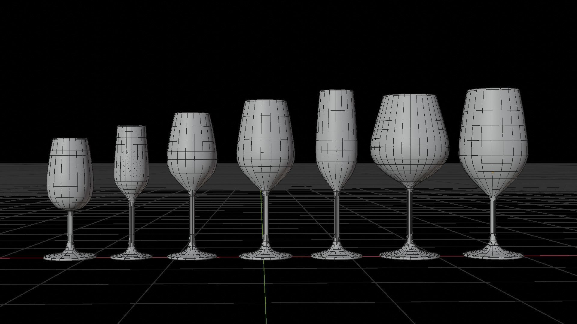 Wine set of glasses Low-poly 3D model_2