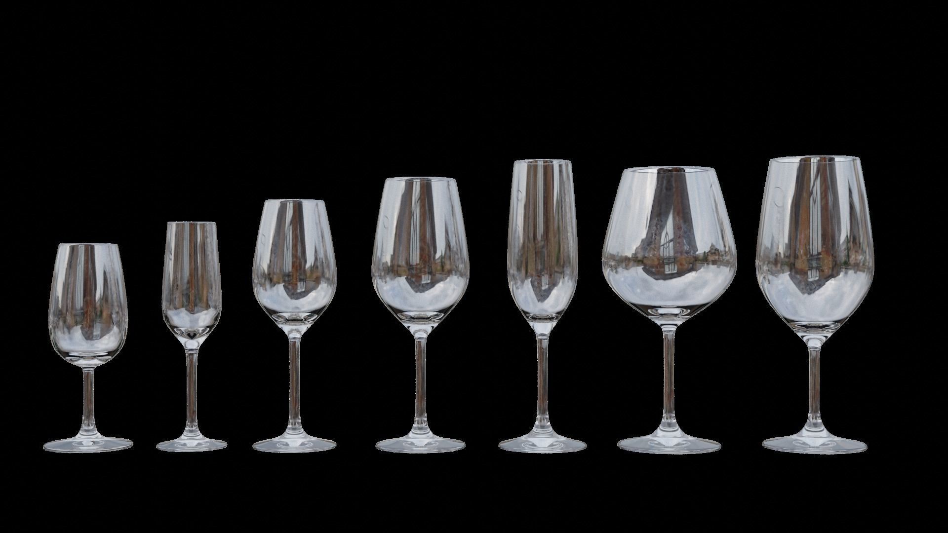 Wine set of glasses Low-poly 3D model_4