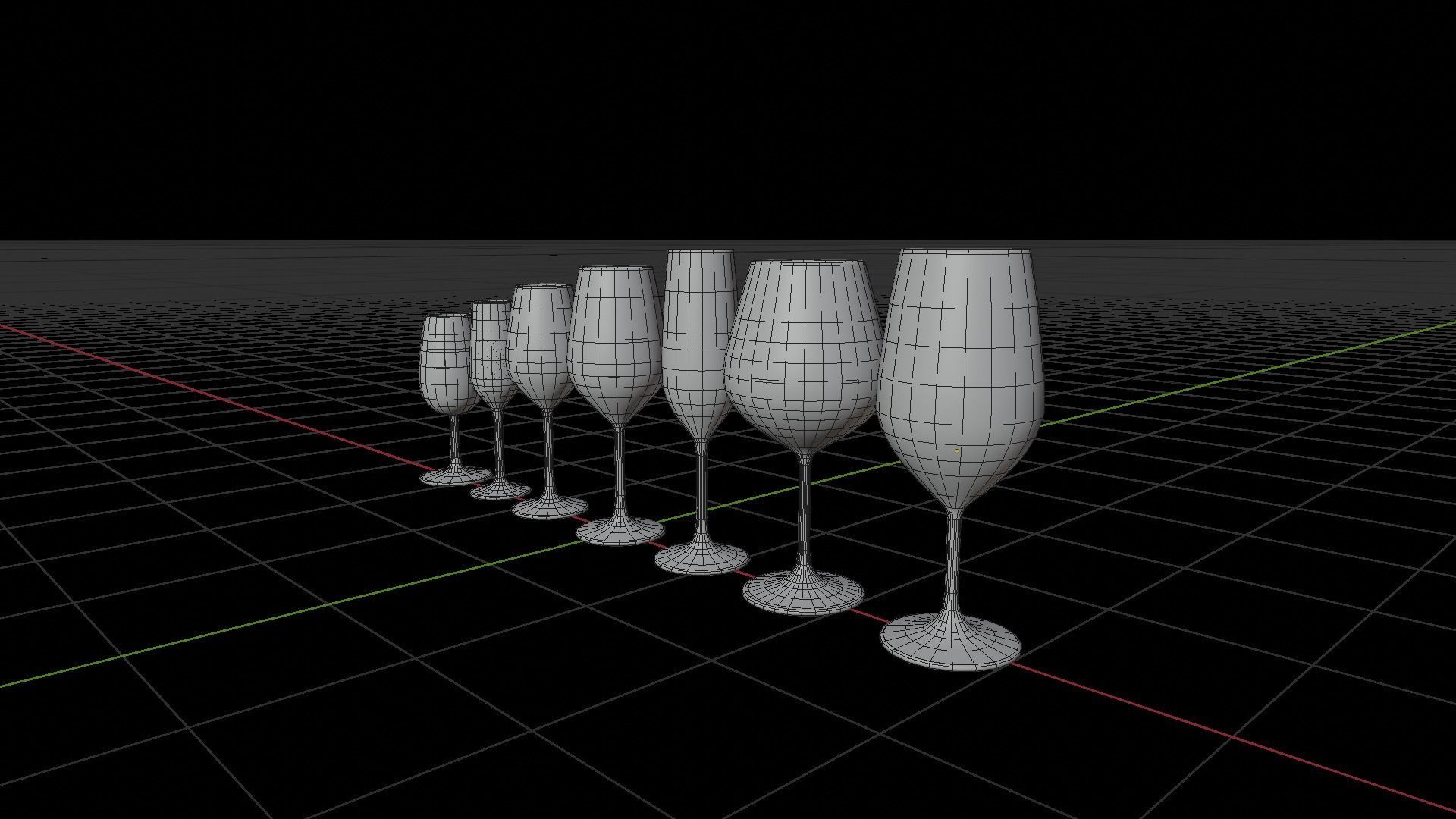 Wine set of glasses Low-poly 3D model_3