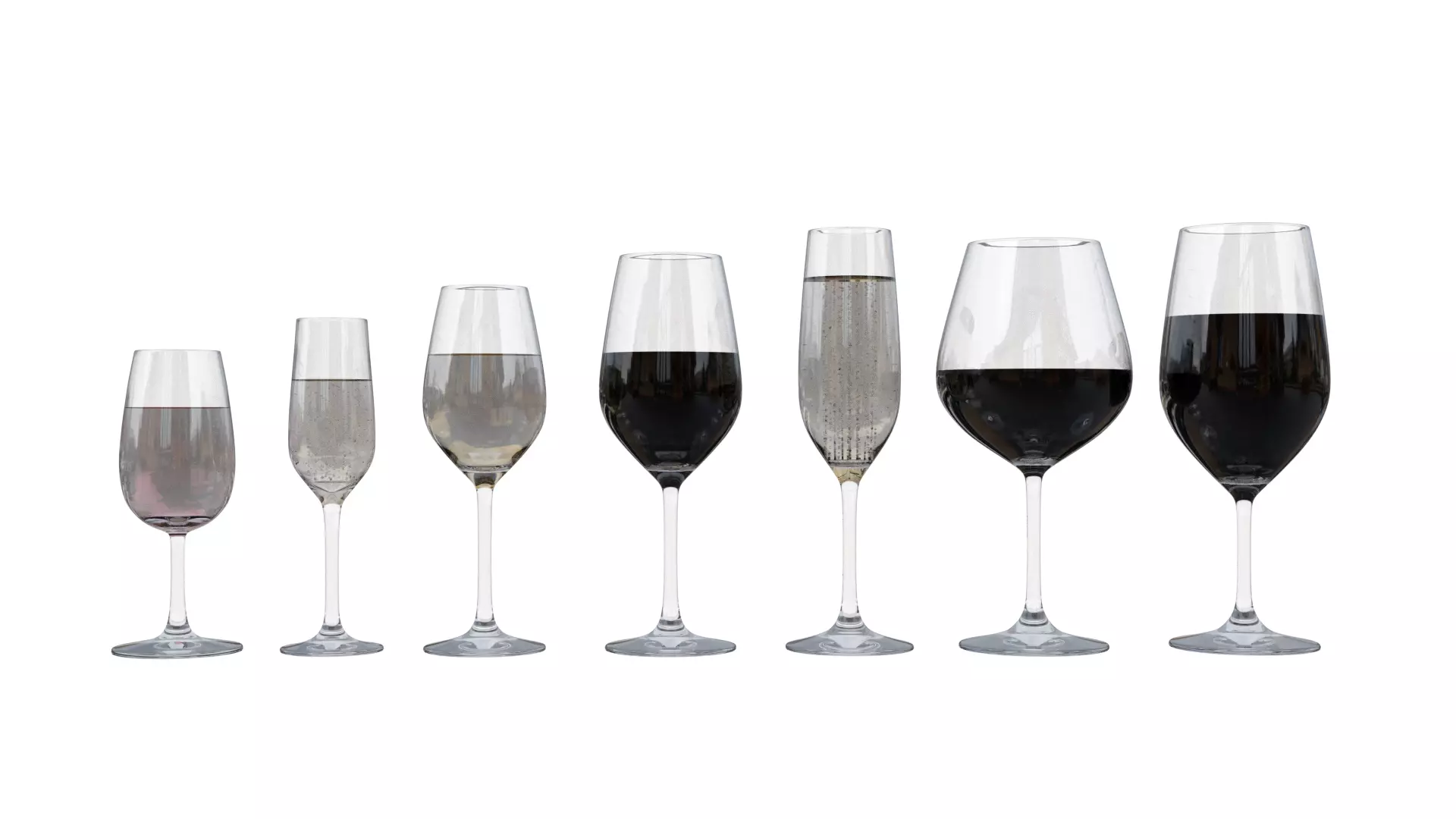 Wine set of glasses Low-poly 3D model_0