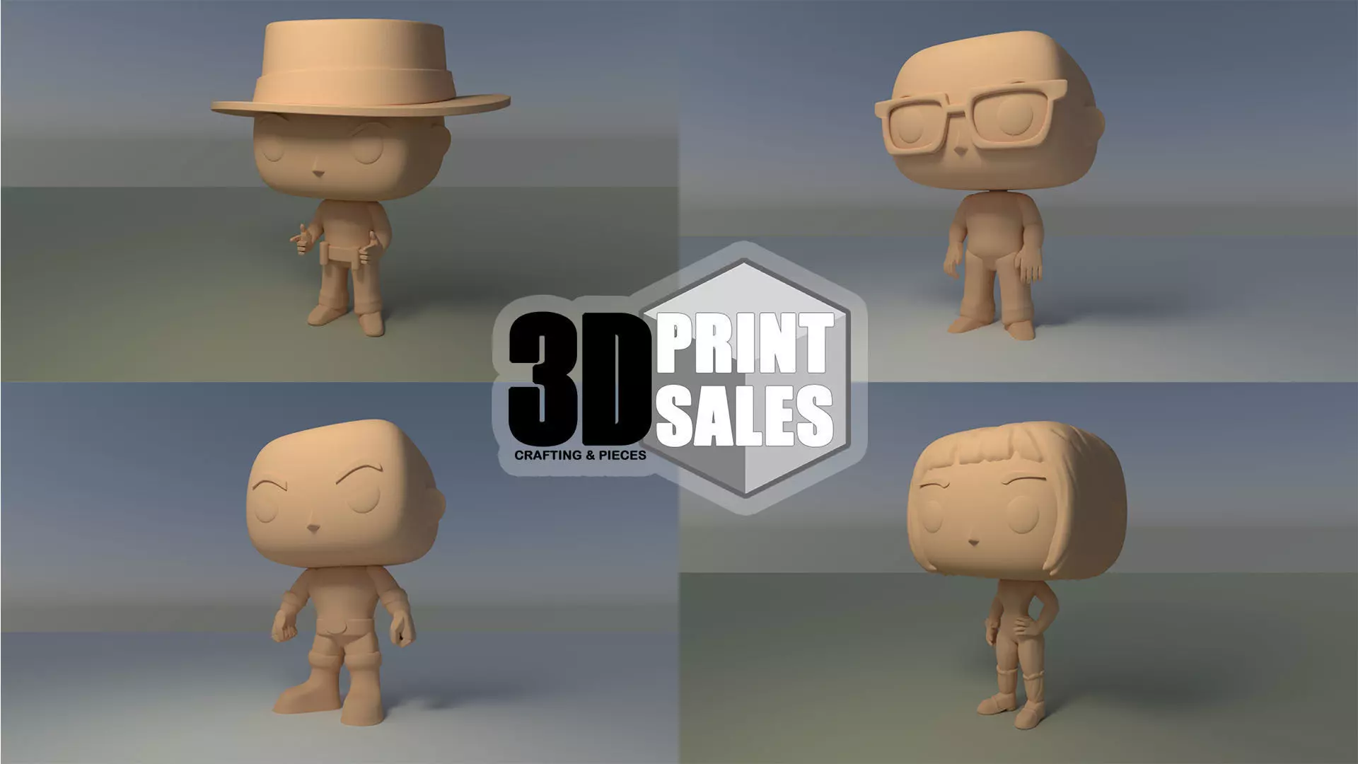 4x3 Promo Pack 1 - Custom Pop 3D Printable Models DIY 3D Model Collection_0