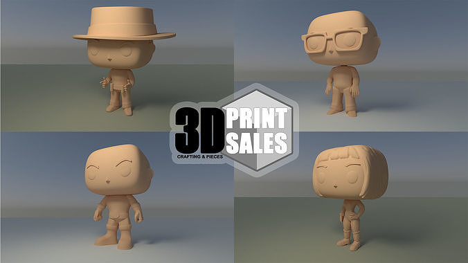 4x3 Promo Pack 1 - Custom Pop 3D Printable Models DIY 3D Model Collection