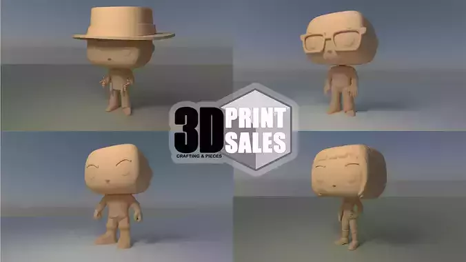 4x3 Promo Pack 1 - Custom Pop 3D Printable Models DIY 3D Model Collection