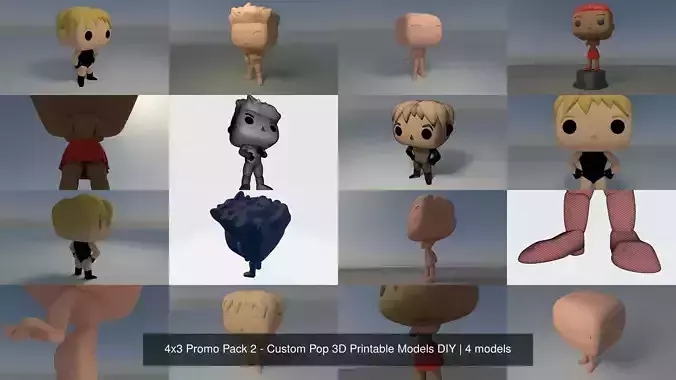 4x3 Promo Pack 2 - Custom Pop 3D Printable Models DIY