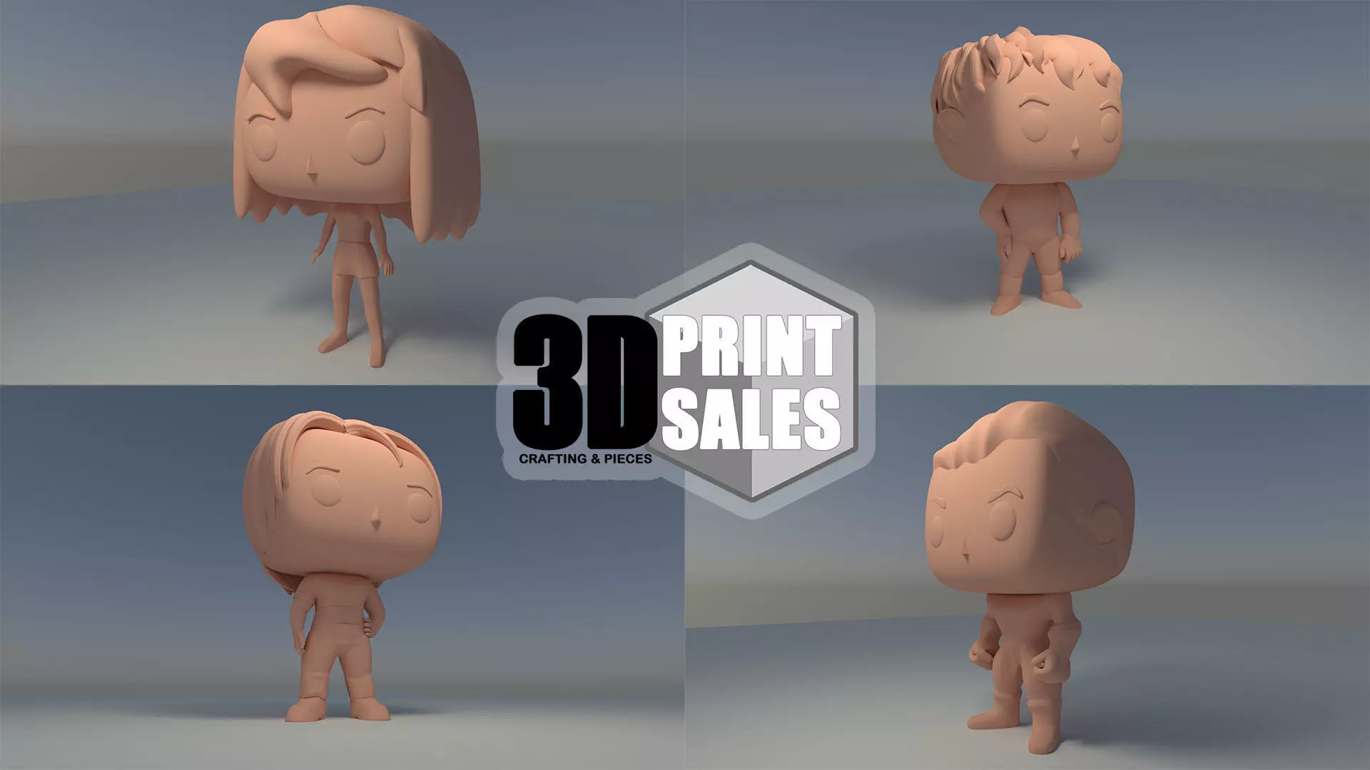 4x3 Promo Pack 3 - Custom Pop 3D Printable Models DIY 3D Model Collection_0