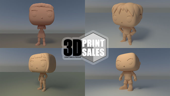 4x3 Promo Pack 4 - Custom Pop 3D Printable Models DIY 3D Model Collection