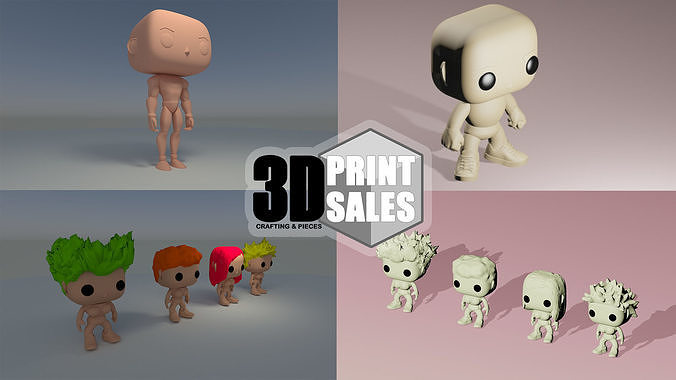 3x2 Promo Pack 6 - Custom Pop 3D Printable Models DIY 3D Model Collection