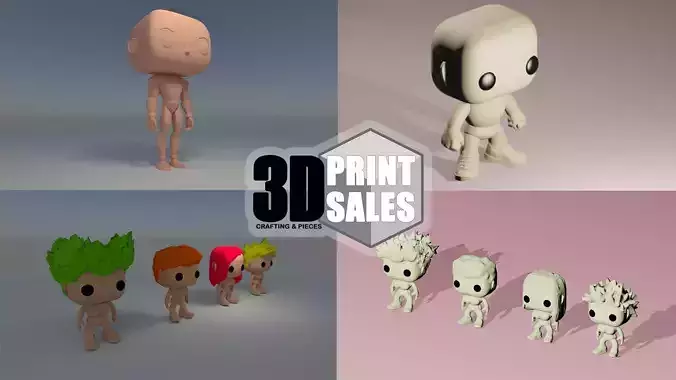 3x2 Promo Pack 6 - Custom Pop 3D Printable Models DIY 3D Model Collection