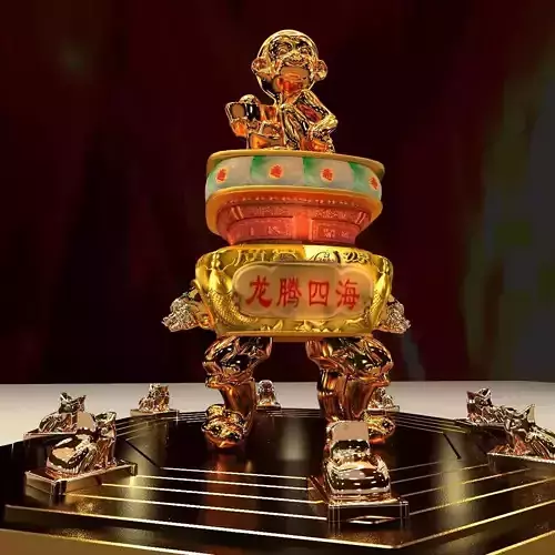 Chinese monkey with burner and yuanbao 3D model