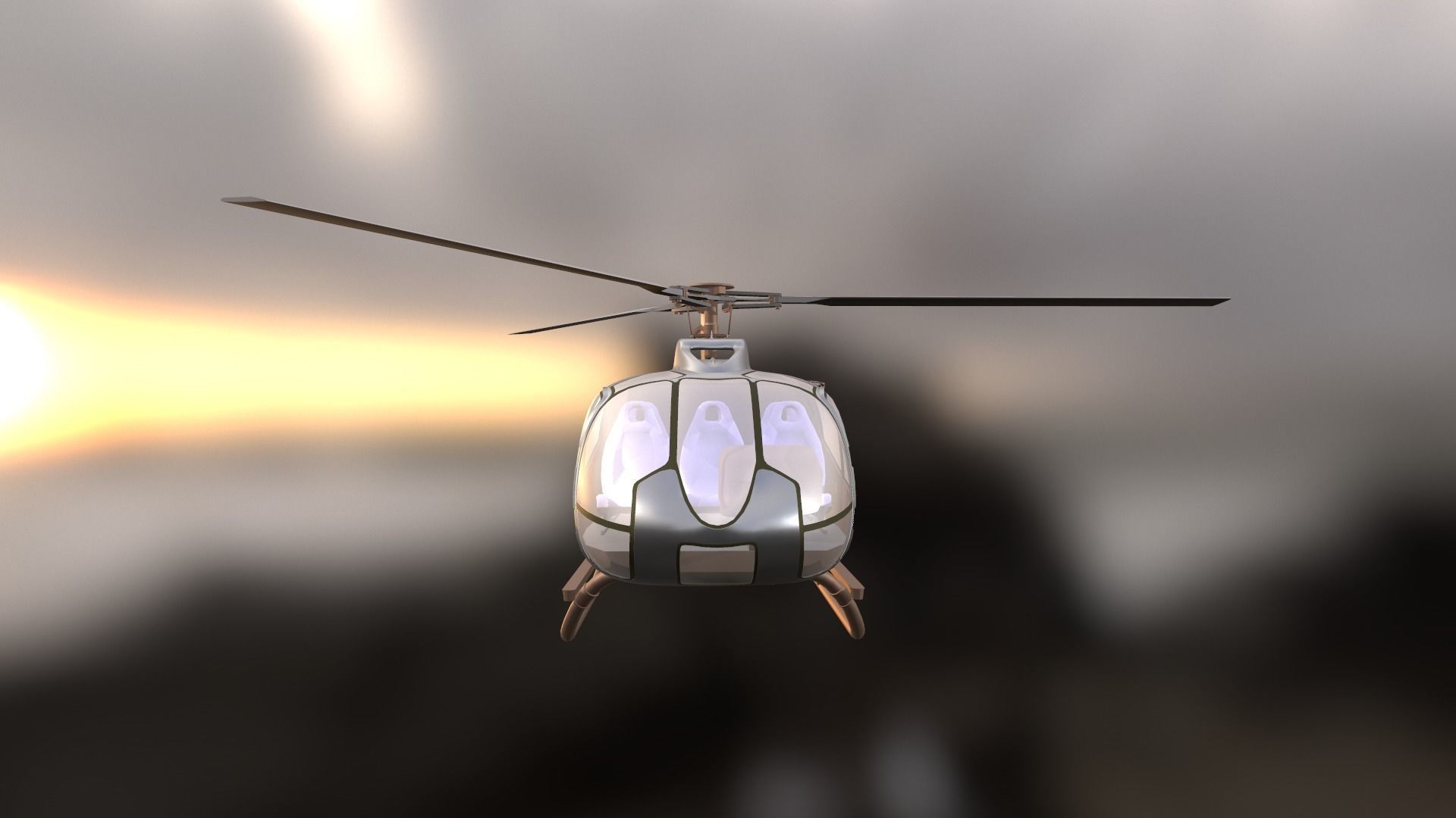 Helicopter - Low-poly 3D model_9