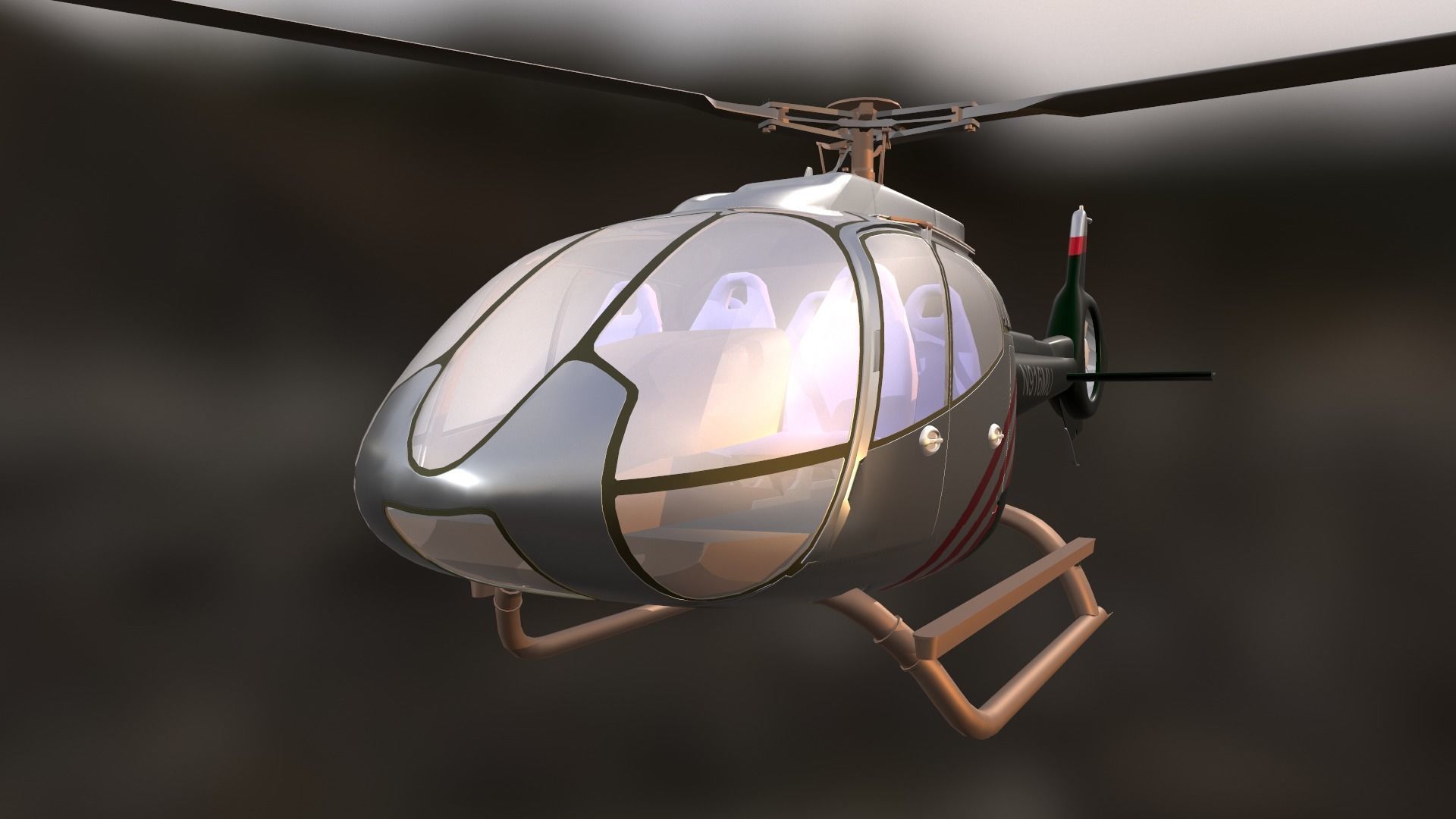Helicopter - Low-poly 3D model_12
