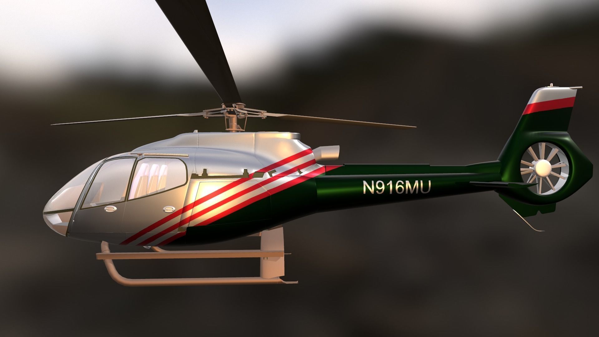 Helicopter - Low-poly 3D model_2