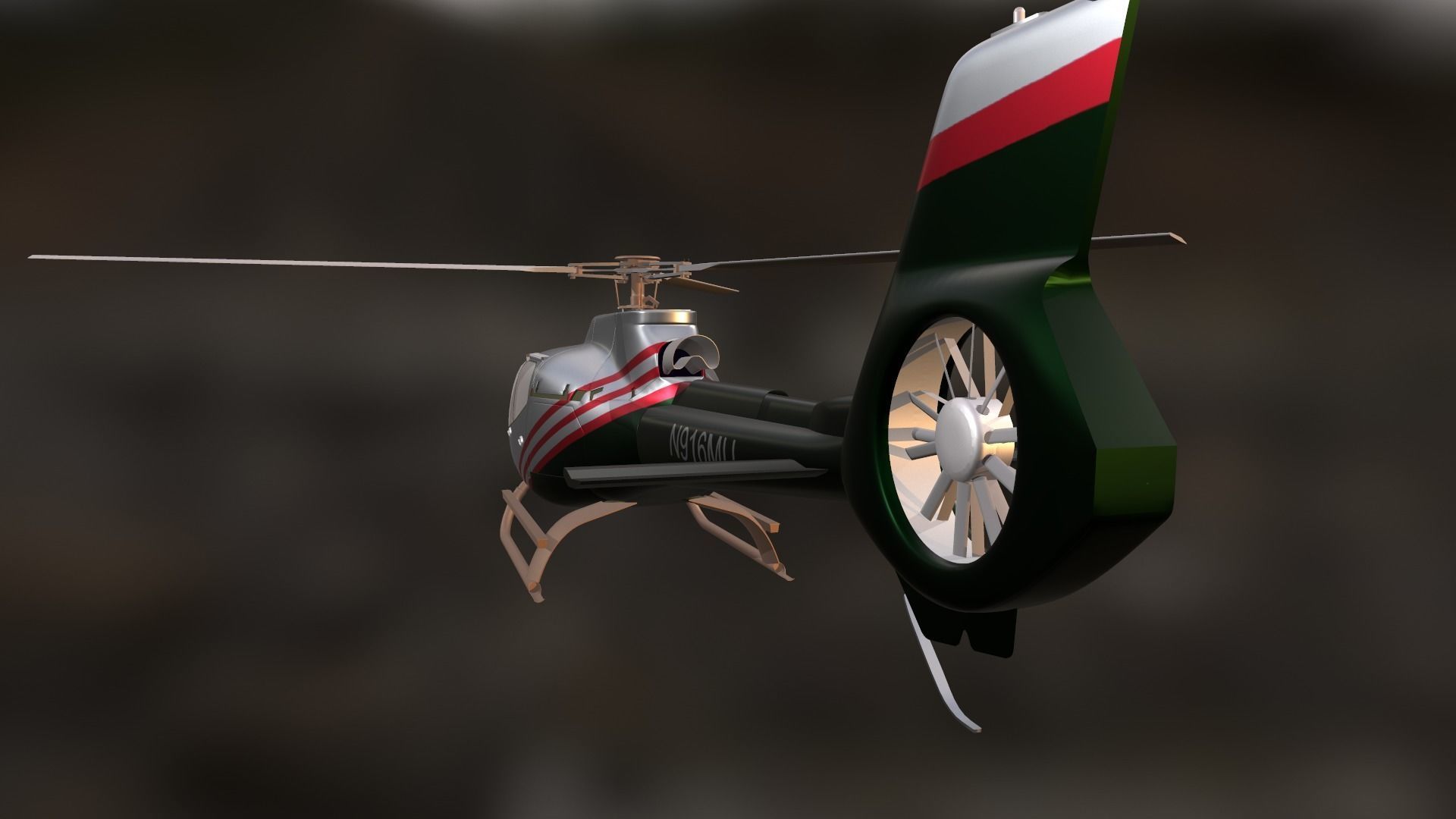 Helicopter - Low-poly 3D model_7