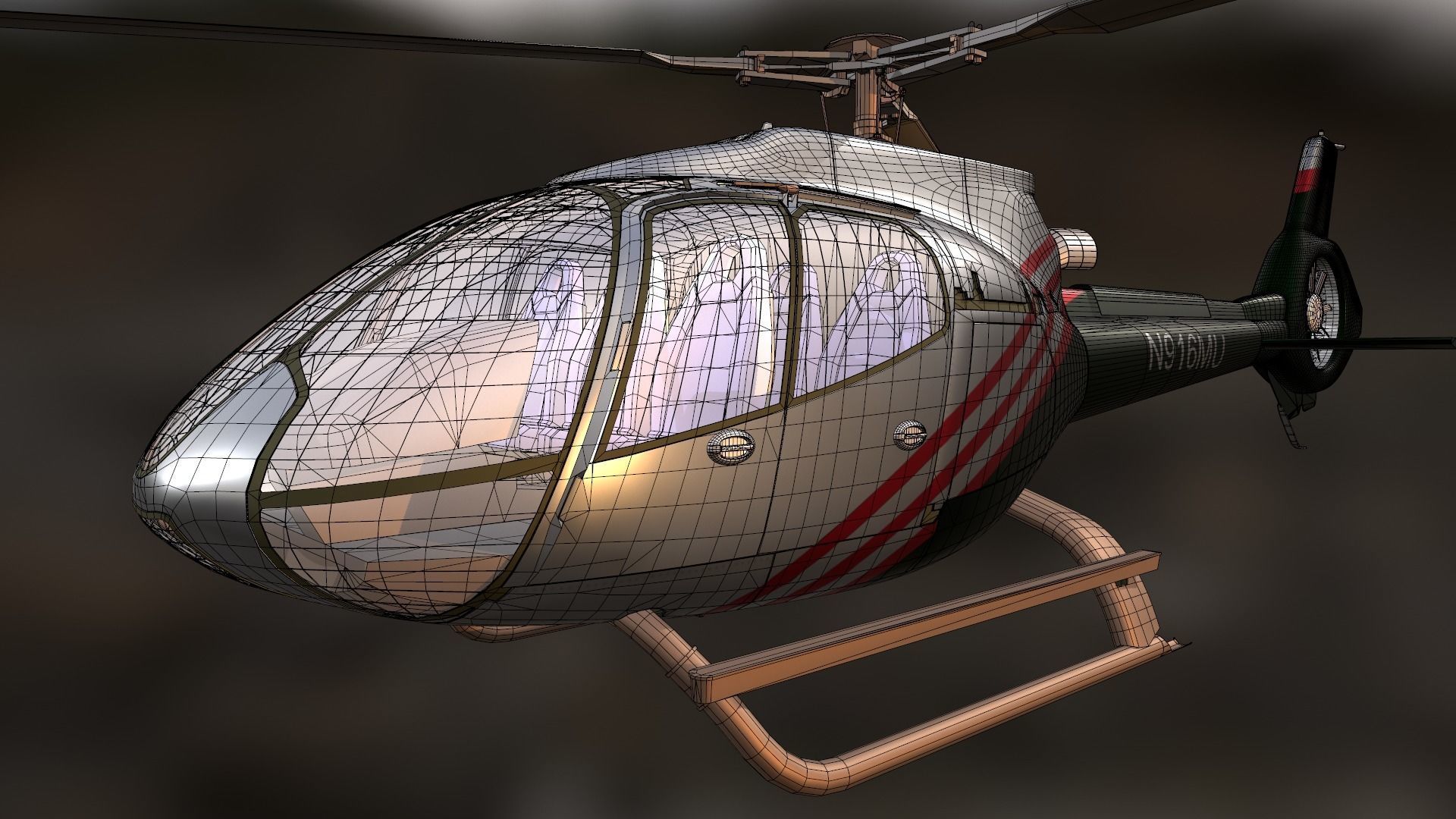 Helicopter - Low-poly 3D model_13