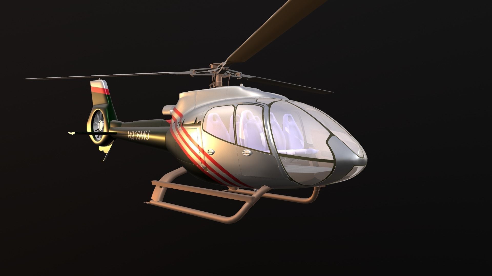 Helicopter - Low-poly 3D model_1
