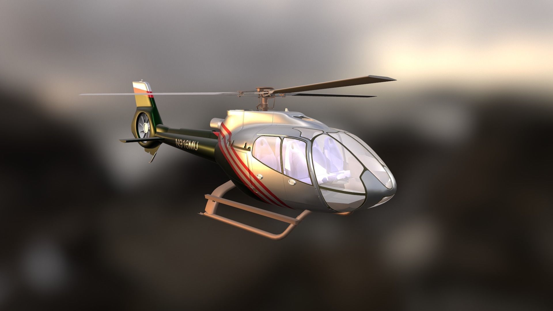 Helicopter - Low-poly 3D model_5