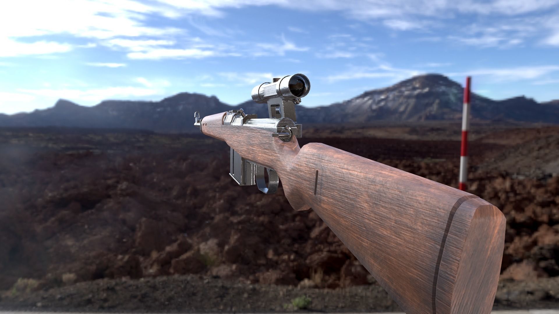 GEWEHR 43 Low Poly Sniper Rifle Low-poly 3D model_3