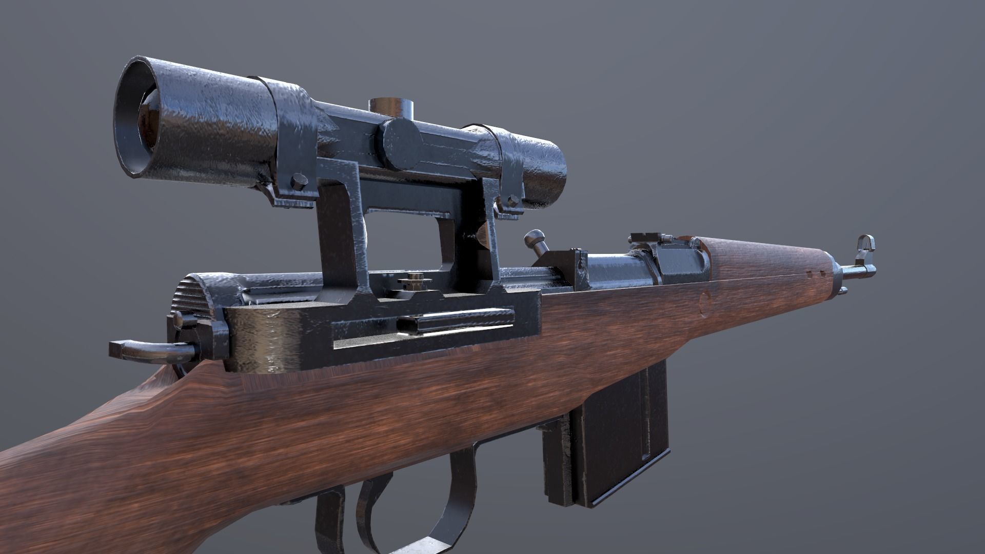 GEWEHR 43 Low Poly Sniper Rifle Low-poly 3D model_1