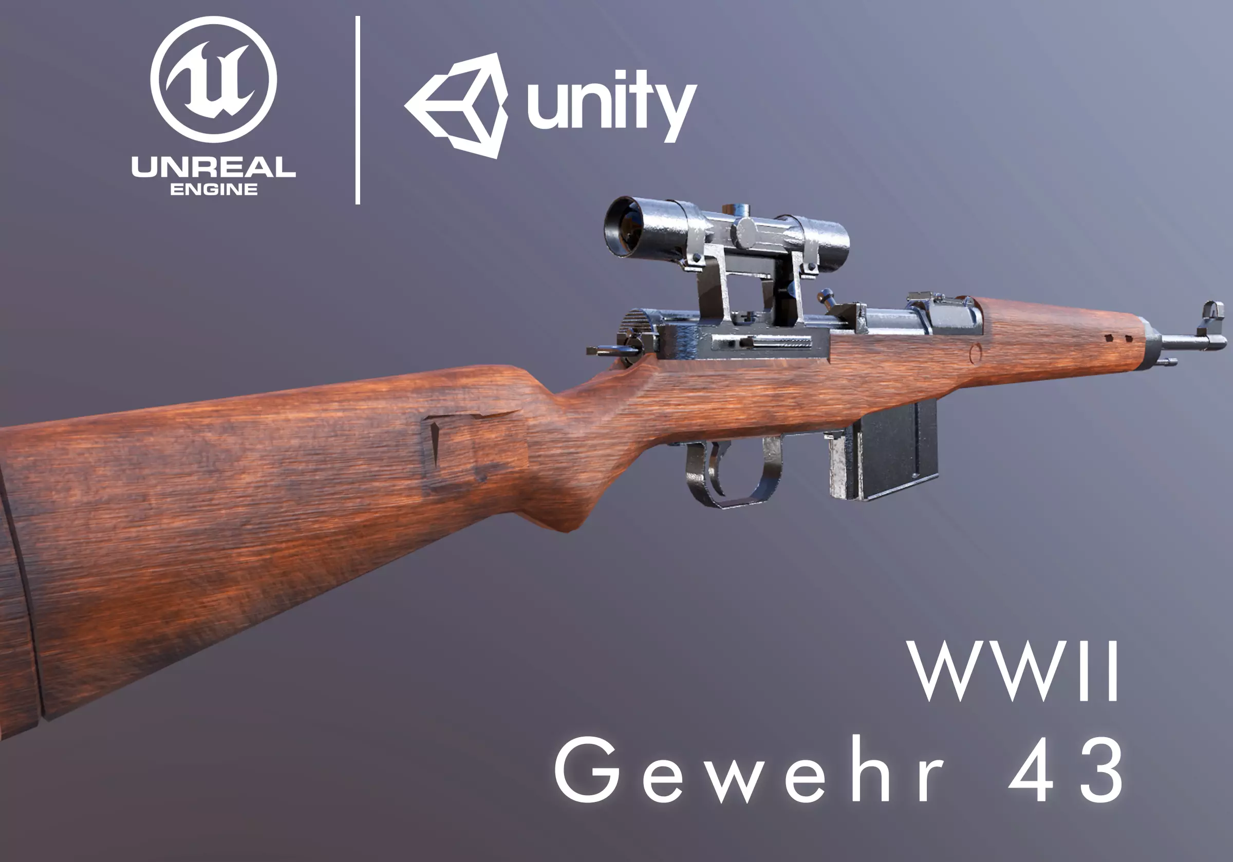 GEWEHR 43 Low Poly Sniper Rifle Low-poly 3D model_0