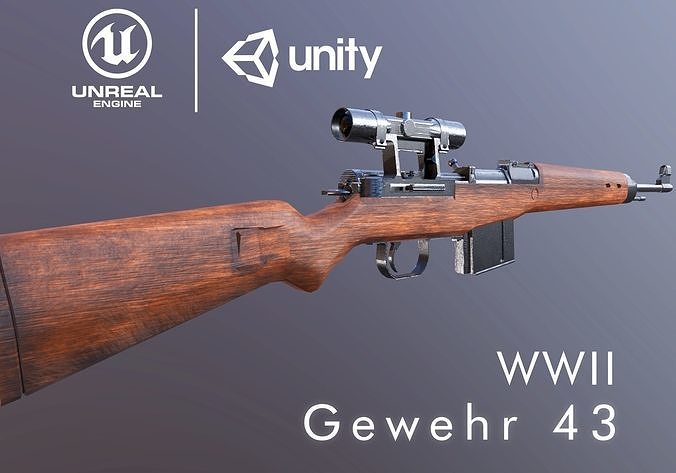 GEWEHR 43 Low Poly Sniper Rifle Low-poly 3D model