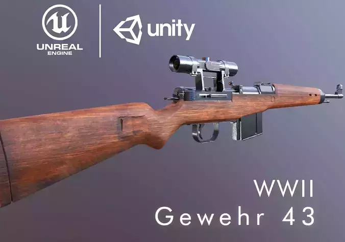 GEWEHR 43 Low Poly Sniper Rifle Low-poly 3D model