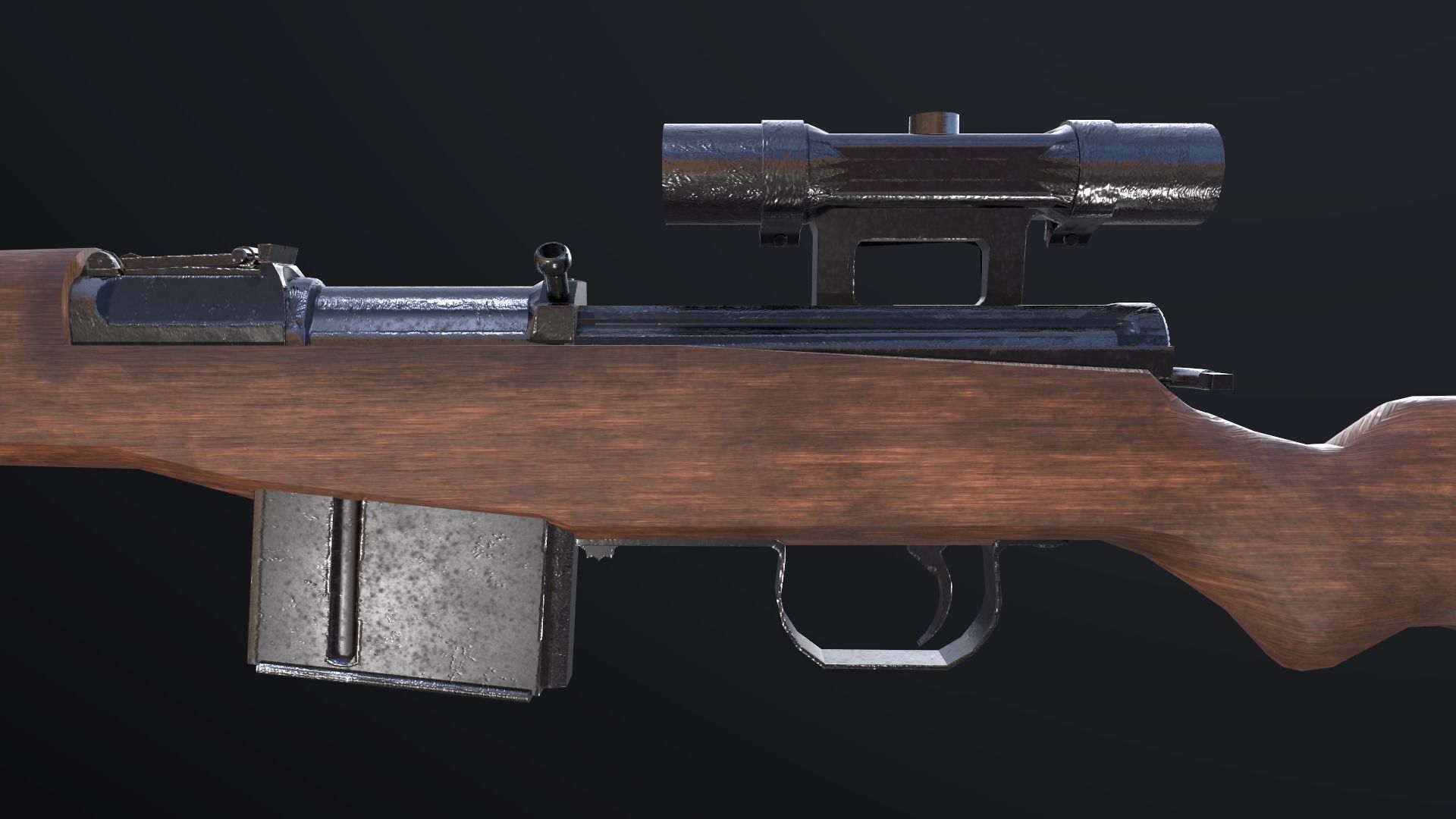 GEWEHR 43 Low Poly Sniper Rifle Low-poly 3D model_8