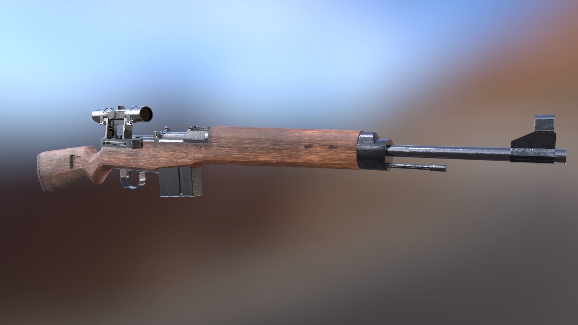GEWEHR 43 Low Poly Sniper Rifle Low-poly 3D model_13