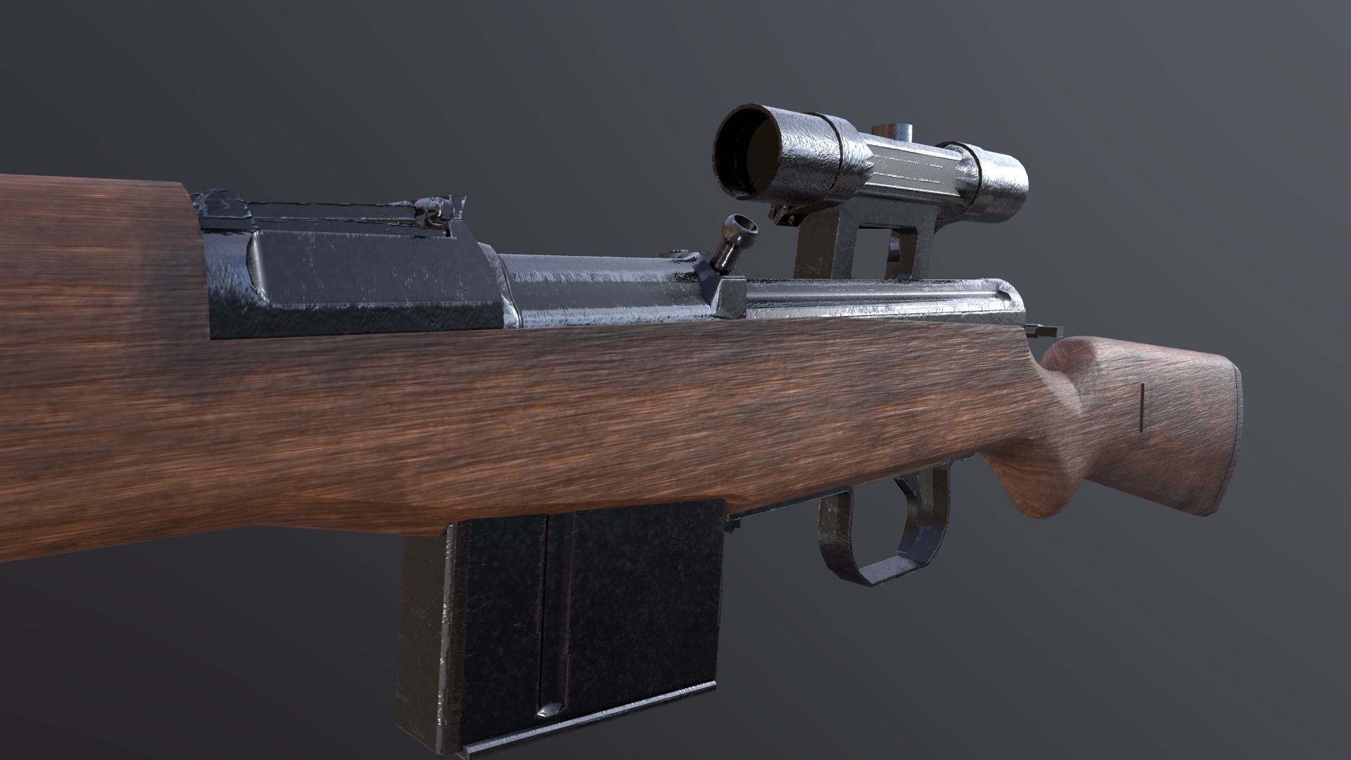 GEWEHR 43 Low Poly Sniper Rifle Low-poly 3D model_6